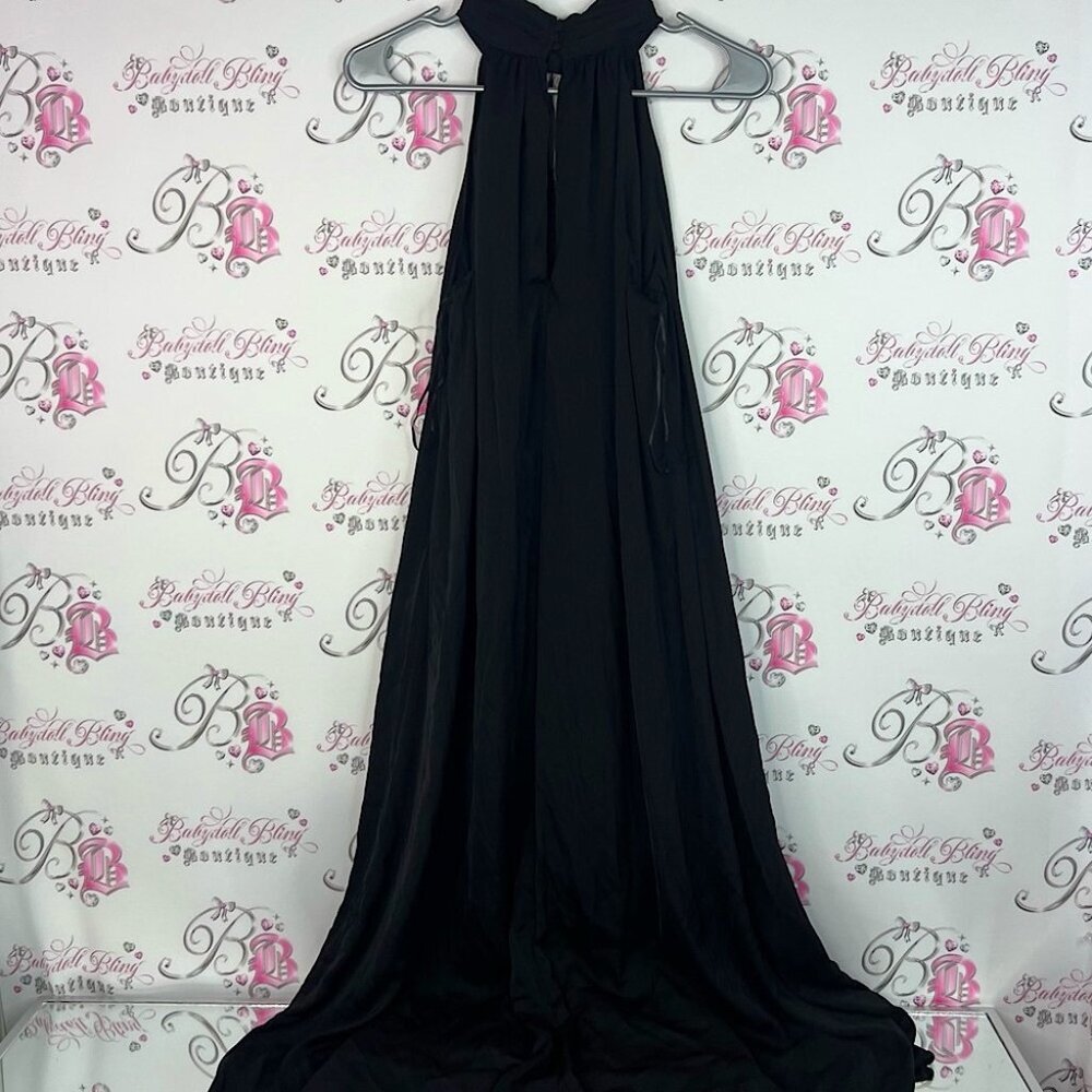 Banana Republic dress long halter keyhole opening maxi Black luxe dress formal